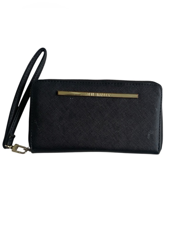 Steve Madden Handbags - Steve Madden Black Bzippy Gold Hardware Full Zip Around Women's Wristlet Wallet